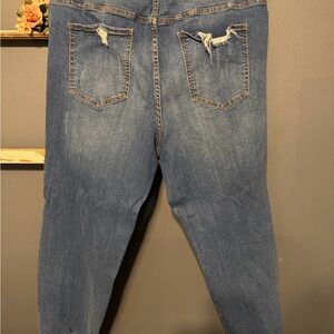 Eloquii Blue Denim Jeans with Gold Stitching